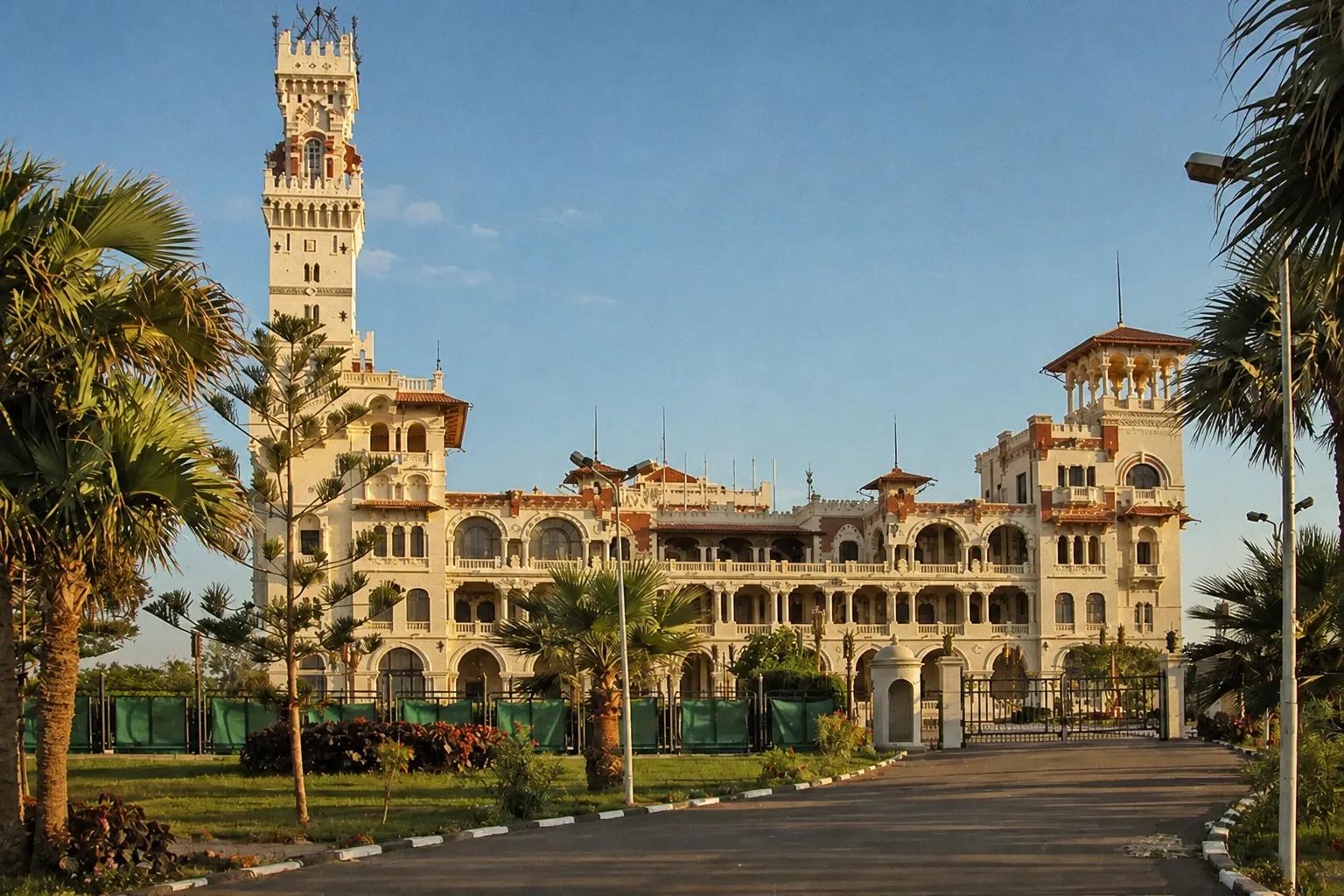 The royal Montaza Palace and its gardens above the Mediterranean at Alexandria