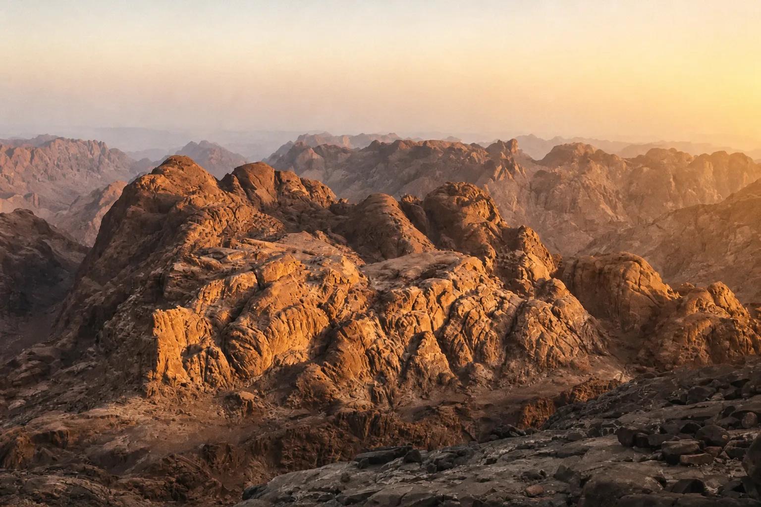 The summit ridge of Mount Sinai at dawn