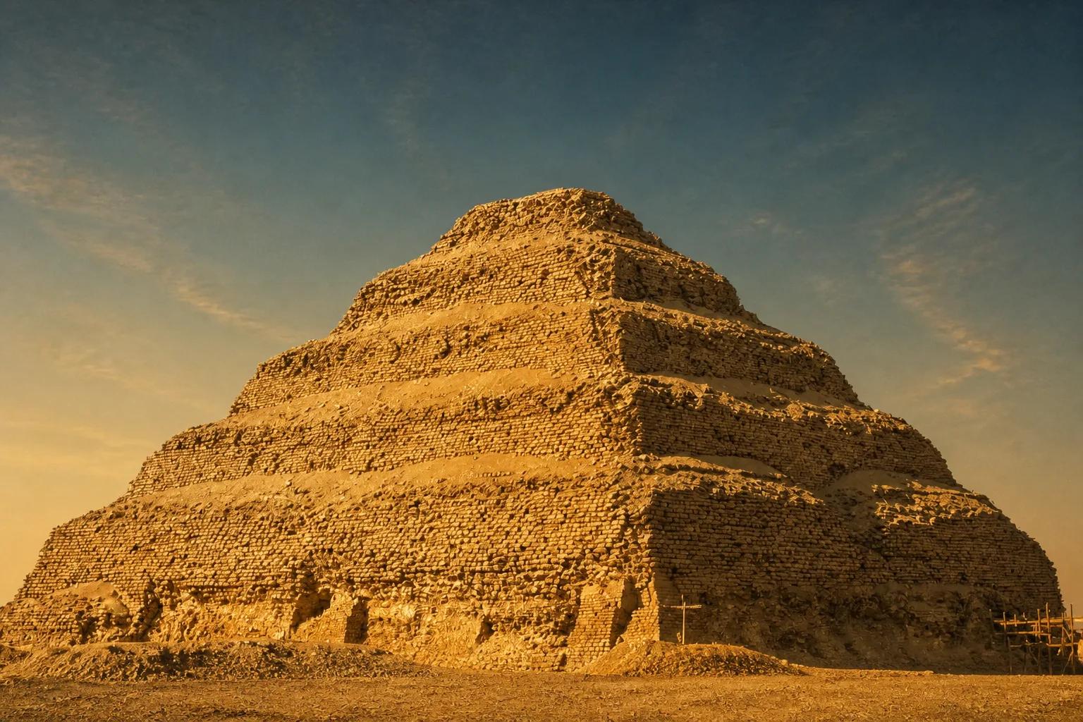 The six-tiered Step Pyramid of Djoser at Saqqara