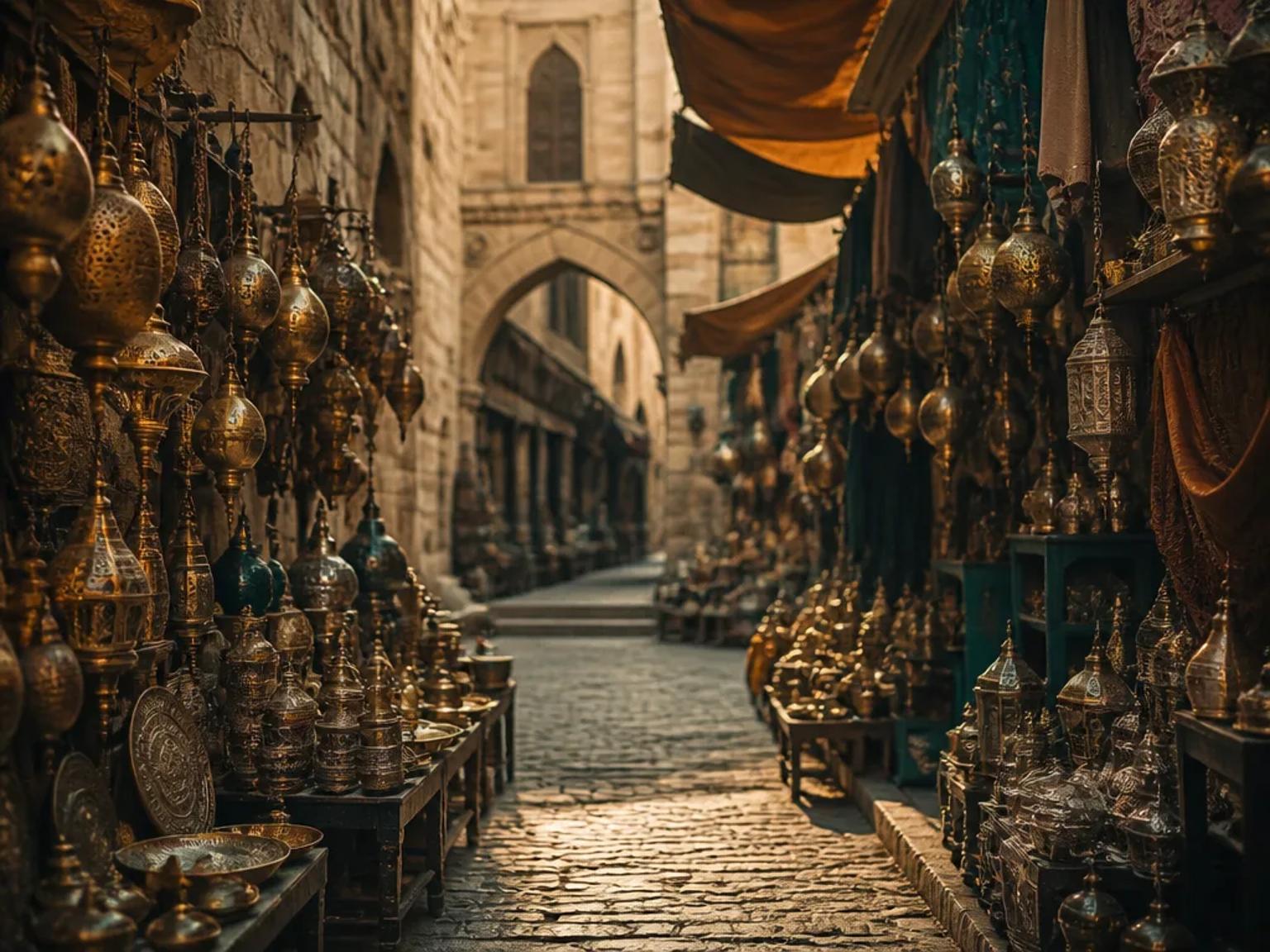 Cairo street market with patinated brass tones – Discovery Tours Egypt has its head office in Cairo
