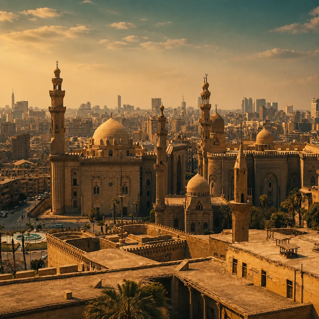 Old Cairo – stone walls and ancient lanes of the Babylon Fortress district at first light