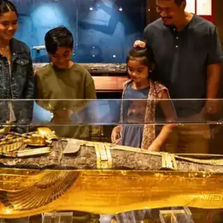 Tutankhamun artifacts inside the Egyptian Museum in Cairo during a Historical Vacation in Egypt tour