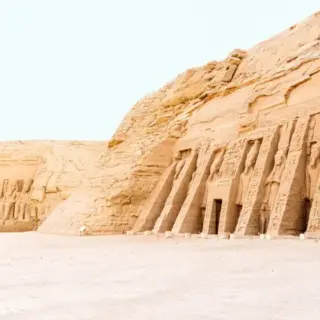 Esplanade with two egyptian temples in Abu Simbel