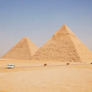 Great pyramid and pyramid of Khafre, Giza, Egypt
