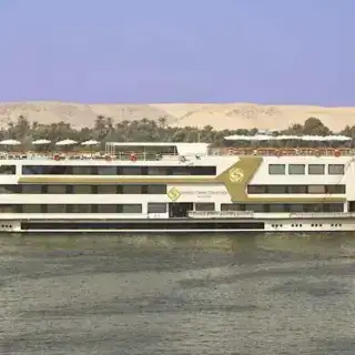 MS Nile Goddess Nile Cruise sailing on the Nile River at sunset
