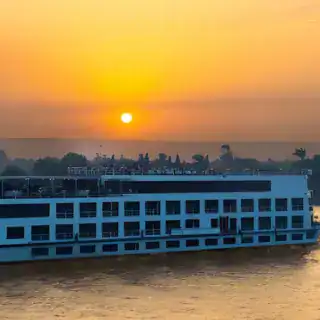 Luxury Nile cruise ship sailing between Luxor and Aswan