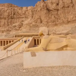 Sculpture at the Mortuary Temple of Hatshepsut in Luxor, Egypt