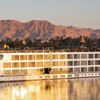 Luxury Nile cruise ship sailing between Luxor and Aswan
