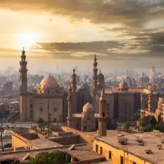 The Mosque-Madrasa of Sultan Hassan at sunset, Cairo Citadel, Egypt