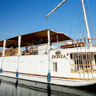 Princess Donia Dahabiya deck overlooking the Nile