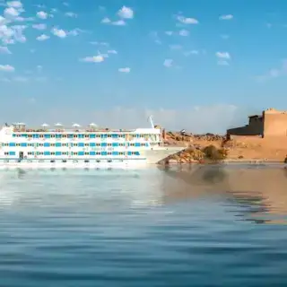 Exterior view of the Nubian Sea Nile Cruise on Lake Nasser