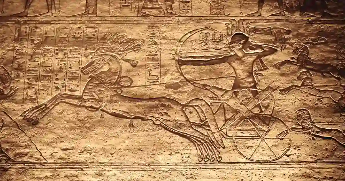 Carving Egyptian war showing Battle of Kadesh equipment