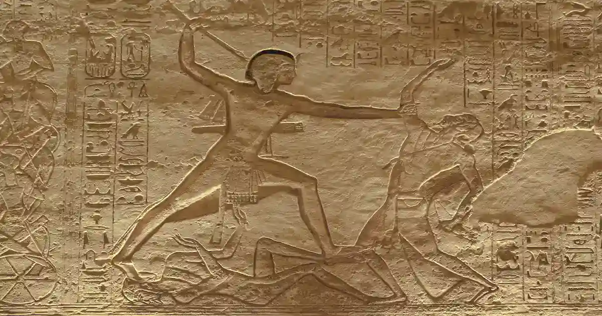 Carving Egyptian war showing Battle of Kadesh equipment