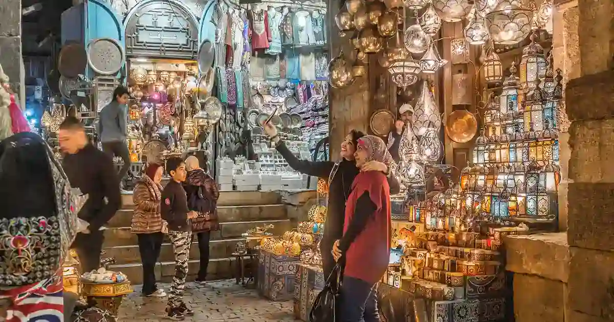 Cairo Egypt attractions — Khan el-Khalili bazaar and Al-Azhar Mosque
