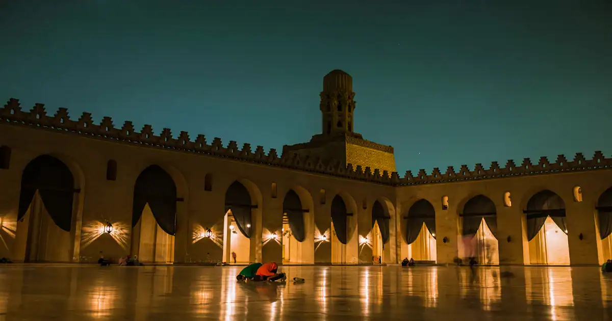 Interior prayer hall of Al Azhar Mosque Cairo Egypt