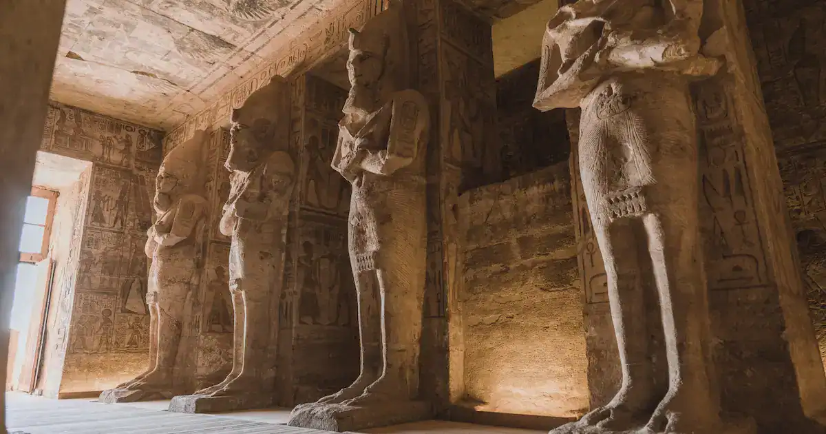 Aerial view of ancient Egyptian temples at Karnak complex in Luxor, Egypt