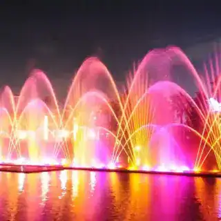 old market sharm el sheikh-city tour Dancing Fountain show at SOHO Square with colorful lights and water display
